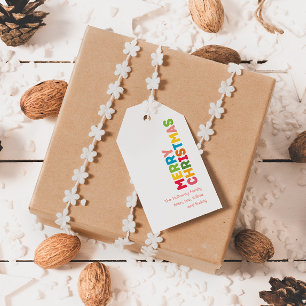 Colourful & Bright Merry Christmas Family Gift Tag