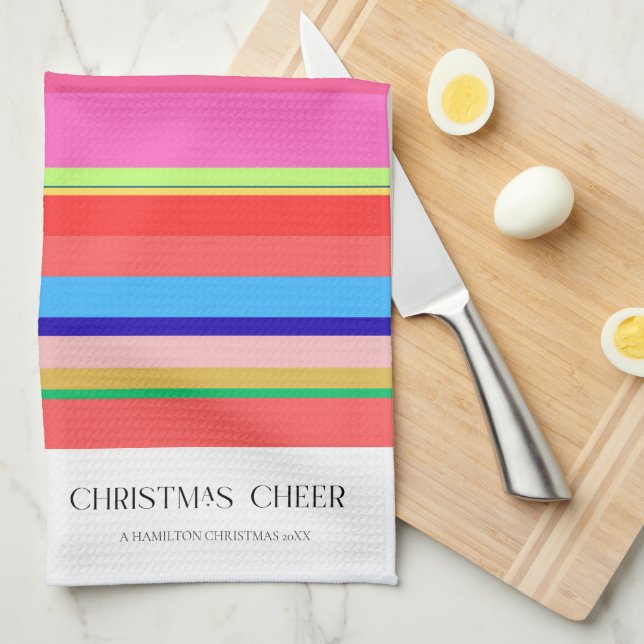 Colourful Bright Modern Christmas Kitchen Towel  (Quarter Fold)