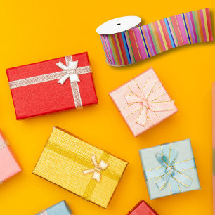 Colourful Bright Modern Christmas  Satin Ribbon