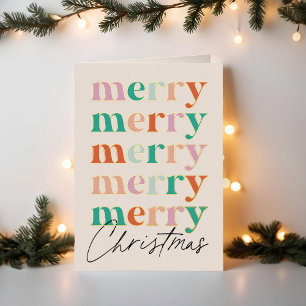 Colourful Bright Modern Merry Christmas Foil Holiday Card