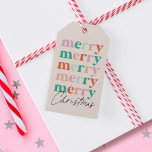 Colourful Bright Modern Merry Christmas Gift Tags<br><div class="desc">A modern,  colourful and bright merry Christmas gift tag featuring the word "merry" written multiple times on top of each other in beautiful holiday colours. The word "Christmas' is written in a modern script. 

The trendy typography will make this a popular choice.</div>