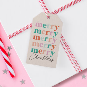 Colourful Bright Modern Merry Christmas Gift Tags
