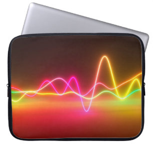 Colourful bright neon glowing graphic equalizer. M Laptop Sleeve