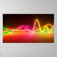 Colourful bright neon glowing graphic equalizer. M