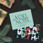 Colourful bright Noel Christmas geometric script H Holiday Card<br><div class="desc">Colourful bright fun Noel Christmas geometric typography script holiday design. Red,  green,  aqua,  navy blue and pink colorway.</div>
