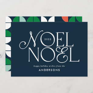 Colourful bright Noel Christmas geometric script H Holiday Card