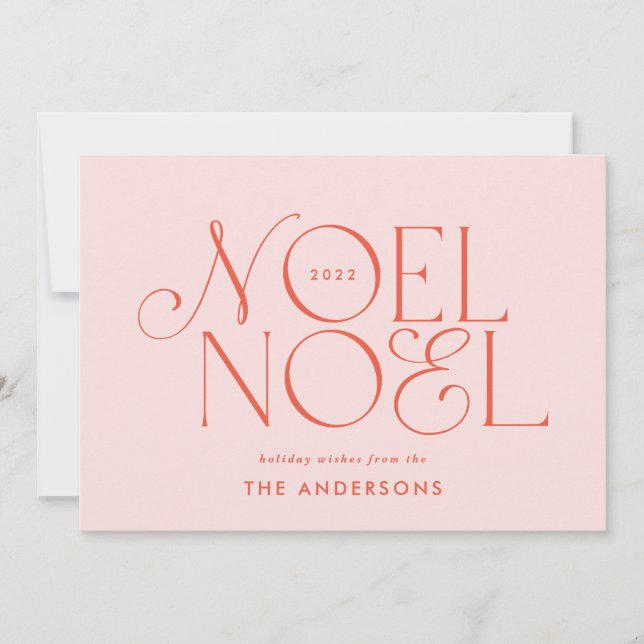 Colourful bright Noel Christmas geometric script Holiday Card (Front)