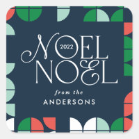 Colourful bright Noel Christmas geometric script