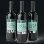 Colourful bright Noel Christmas geometric script W Wine Label<br><div class="desc">Colourful bright fun Noel Christmas geometric typography script holiday design. Red,  green,  aqua,  navy blue and pink colorway.</div>