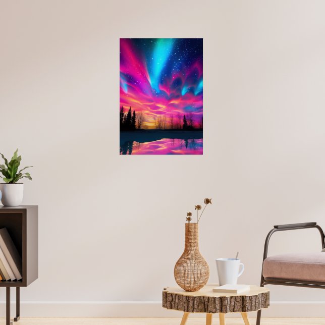 Colourful Bright Northern Lights Wall Print (Living Room 3)