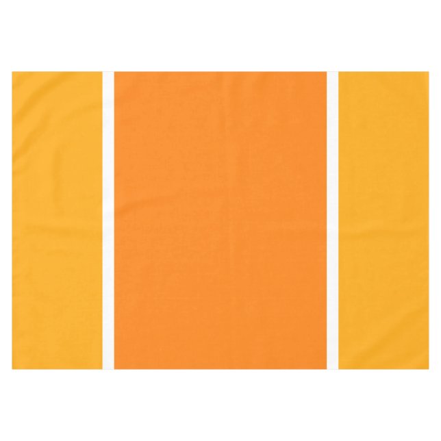 Colourful Bright Orange Golden Yellow White Stripe Tablecloth (Front (Horizontal))