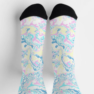 Colourful Bright Pastel Groovy Boho Abstract Marbl Socks