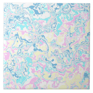 Colourful Bright Pastel Groovy Boho Abstract Marbl Tile