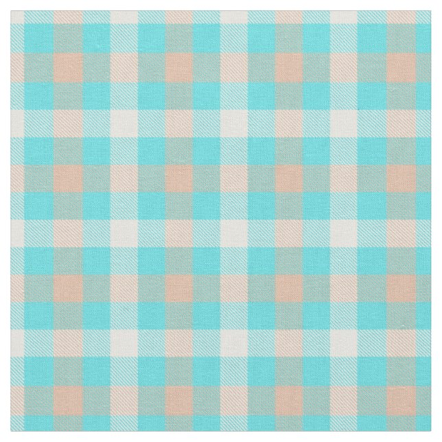 Colourful bright pattern blue plaid scottie modern fabric (Close Up)