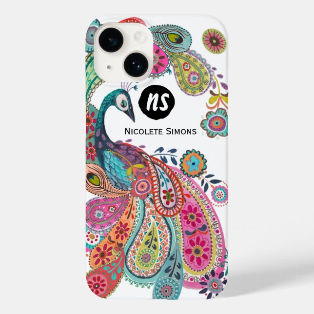 Colourful Bright Peacock Floral | Iphone Case (Back)