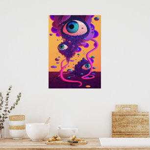 Colourful Bright Psychedelic Abstract Wall Print