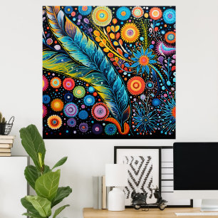 Colourful Bright Psychedelic BOHO Abstract Poster