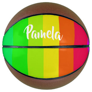 Colourful bright rainbow lines basketball