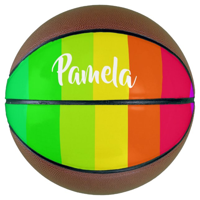 Colourful bright rainbow lines basketball (Front)