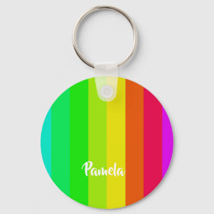 Colourful bright rainbow lines key ring