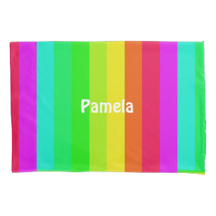 Colourful bright rainbow lines pillowcase