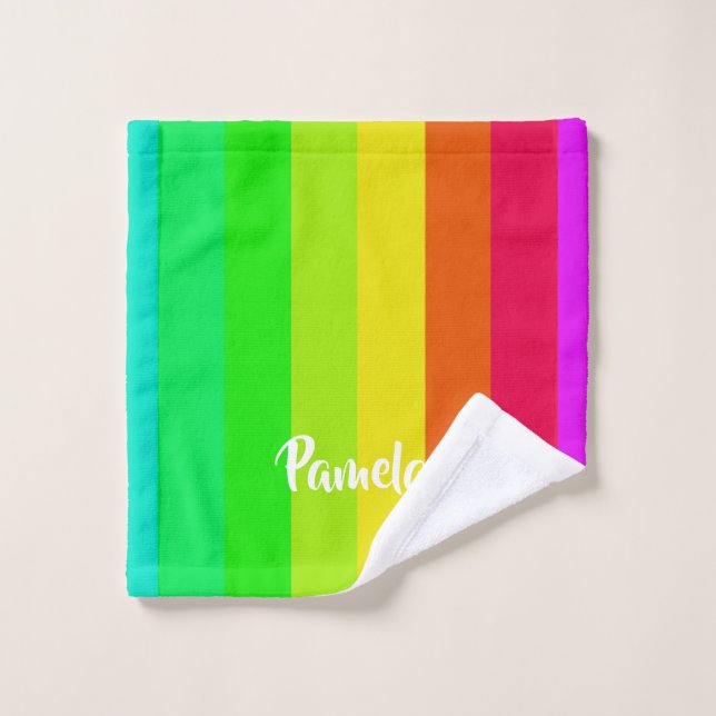 Colourful bright rainbow lines wash cloth (Wash Cloth)