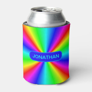 Colourful Bright Rainbow Personalise .. Can Cooler