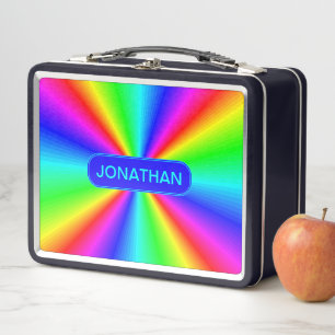 Colourful Bright Rainbow Personalise .. Metal Lunch Box