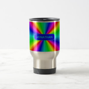 Colourful Bright Rainbow Personalise .. Travel Mug
