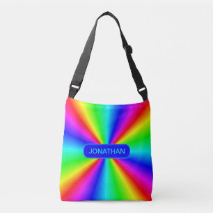 Colourful Bright Rainbow Personalised Crossbody Bag