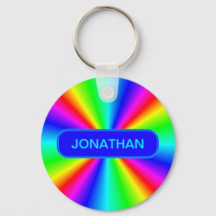 Colourful Bright Rainbow Personalised Key Ring