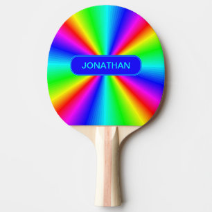 Colourful Bright Rainbow Personalised Ping Pong Paddle