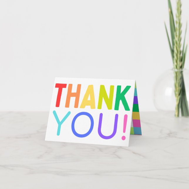 Colourful Bright Rainbow Thank You Card (Front)