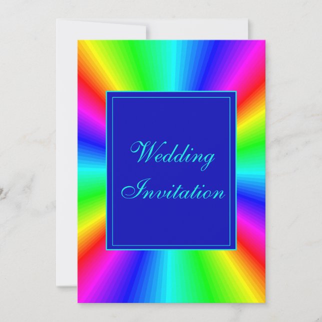 Colourful Bright Rainbow Wedding Invitation (Front)