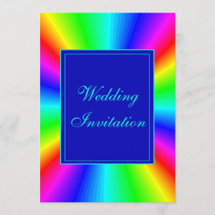 Colourful Bright Rainbow Wedding Invitation