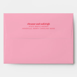 Colourful Bright Red Pink Modern Simple Wedding Envelope