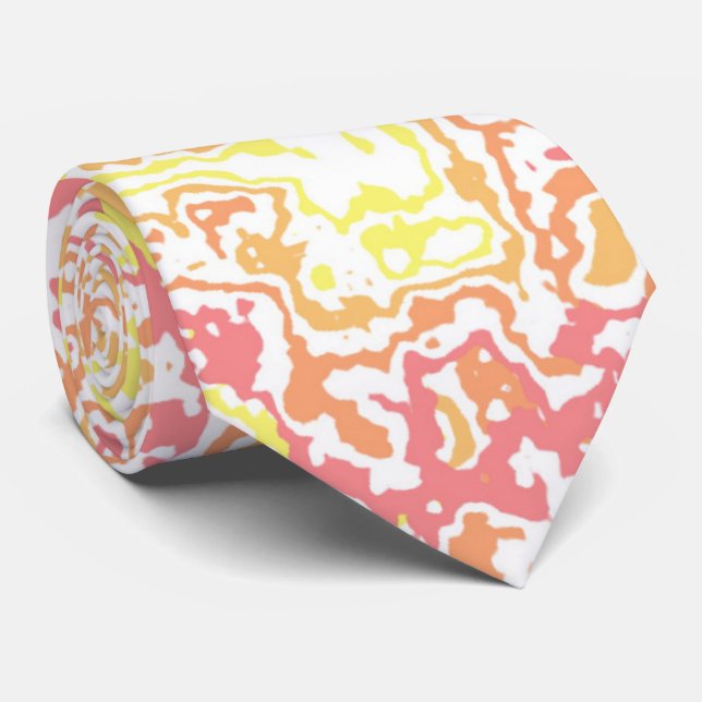 Colourful Bright Retro Mod Boho Hippie Funky Marbl Tie (Rolled)