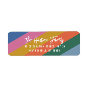 Colourful Bright Striped Brush Script Personalised