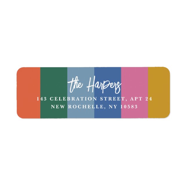 Colourful Bright Striped Brush Script Personalised (Front)