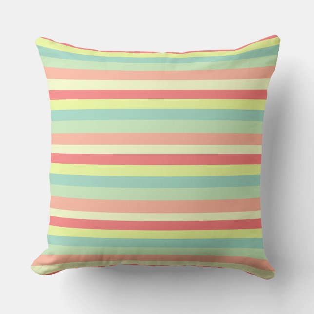 Colourful Bright Stripes Cushion (Front)