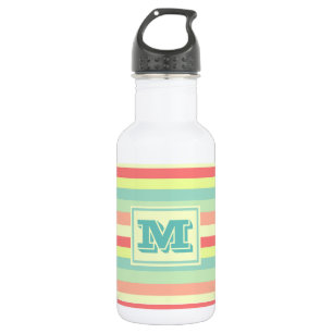 Colourful Bright Stripes Modern Monogram 532 Ml Water Bottle