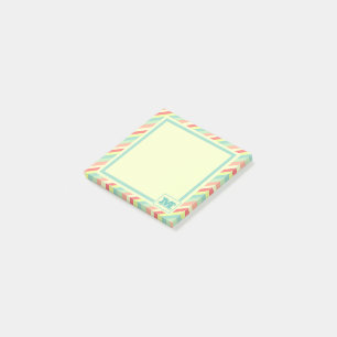 Colourful Bright Stripes Modern Monogram Post-it Notes