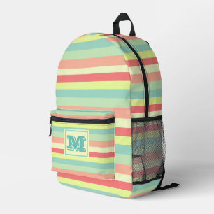 Colourful Bright Stripes Modern Monogram Printed Backpack