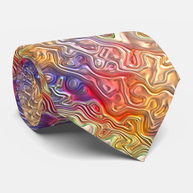 Colourful Bright Stylish Abstract Swirl Pattern Tie (Rolled)