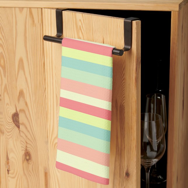Colourful Bright Summer Stripes Tea Towel (Thirds Fold)