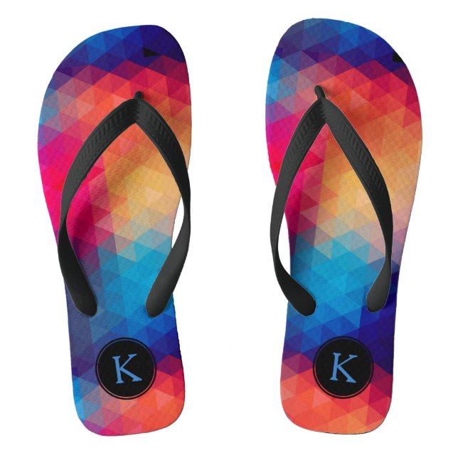 Colourful Bright Tones Modern Geometric Pattern Flip Flops (Footbed)