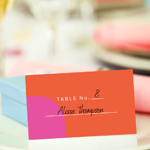 Colourful Bright Vibrant Orange and Pink Place Card