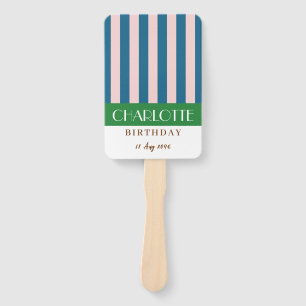 Colourful Bright Vivid Colour Fun Minimalist Strip Hand Fan