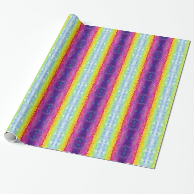 Colourful Bright Wide Stripes Wrapping Paper (Unrolled)