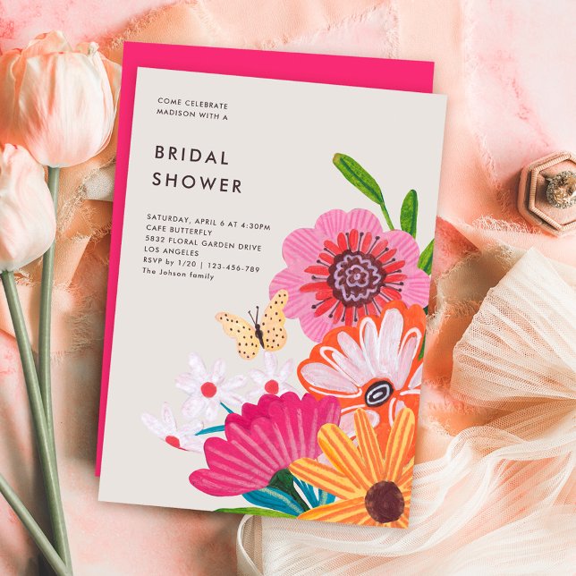 Colourful Bright Wildflower Bridal Shower Invitation (Colorful Bright Wildflower Bridal Shower Invitation)